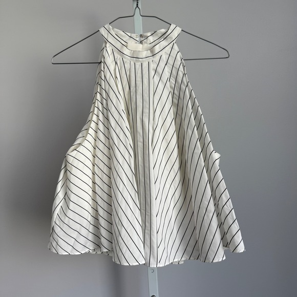 C/MEO Collective Tops - C/MEO Collective Cotton Clean Coastal Office Siren Striped Halter Top M Ivory
